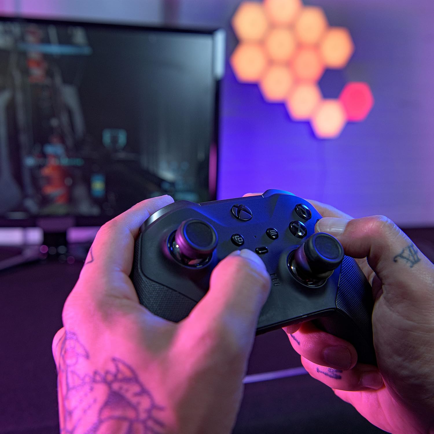 Setex Gecko Grip, 1 High Rise + 1 Low Rise Thumbstick Grip Covers, for PlayStation PS5, PS4, Xbox One, Switch Pro, Steam Deck, Anti-Slip Microstructured Analog Stick Thumb Grips, Black, Covers Only 8 81FMPB5 PWL. AC SL1500