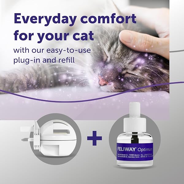 Feliway Optimum 30 Day Cat Calming Odourless Plug-In Pheromone Diffuser Starter Kit, 48ml - Helps Solve Signs of Stress in Ca - 2