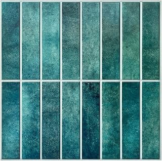 Commomy Peel and Stick Tile 3D Peel and Stick Wall Tiles Backsplash, 11.8"x11.8" Removable Peel and Stick Backsplash for Renters, Kitchen, Bathroom, Bedroom, Accent Wall, Home Wall Decor (Blue, Matt)