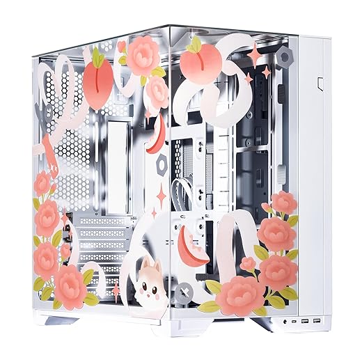 Velztorm Custom Peachietech Art 2025 Collaboration Limited Edition Case Aluminum Tempered Glass O11VPW Dynamic Mid Tower White, Supports Mini-ITX, Micro-ATX, and ATX Motherboard Sizes, O11D Mini-S