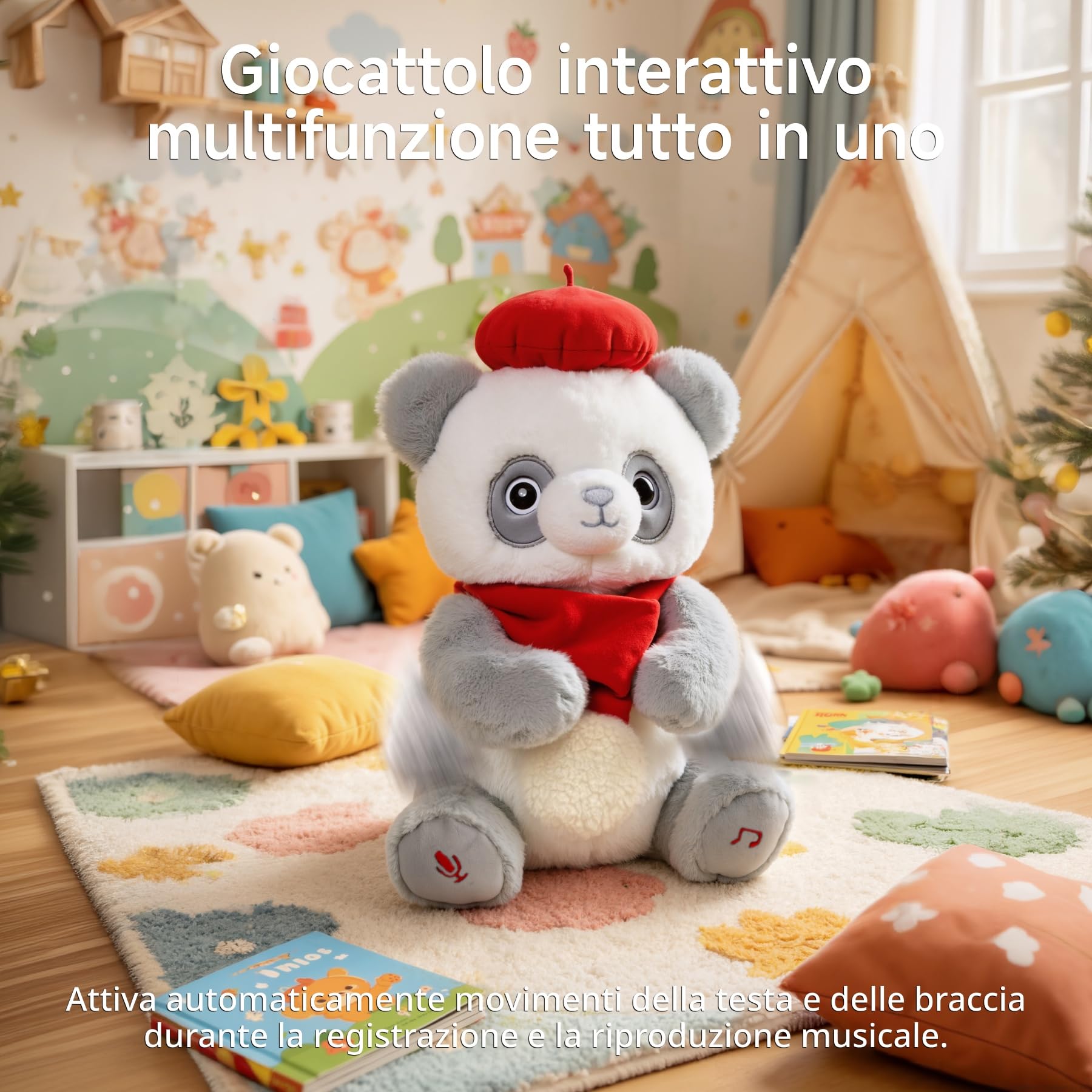 Panda Peluche Interattivo Giocattolo Elettronico Musica Suoni