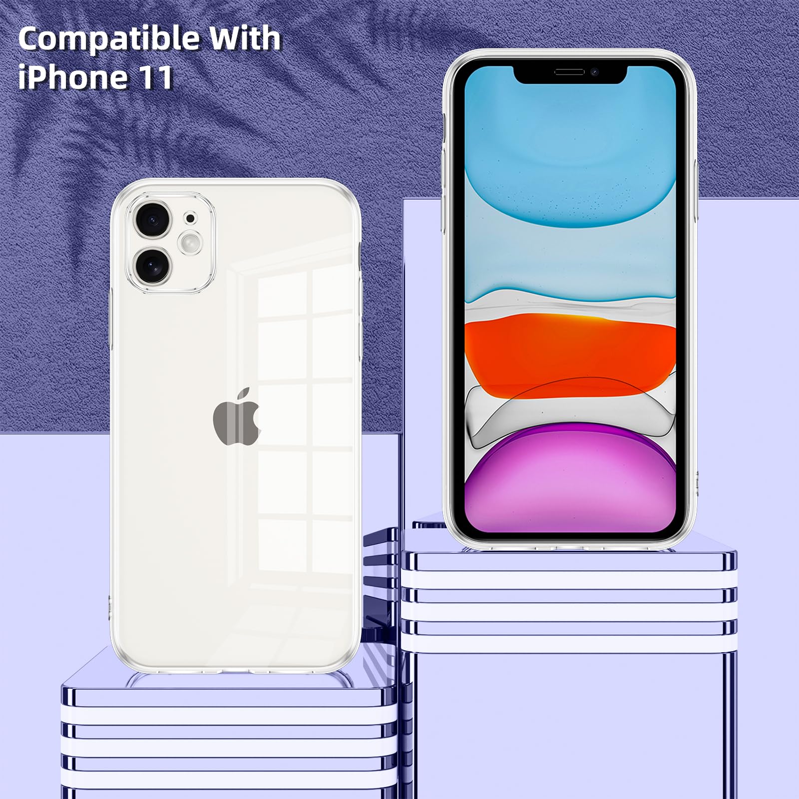 Viojrlra Custodia Chiara Per IPhone 11 Con 2 Vetri Temperati – Antiurto, Antigraffio, Anti Ingiallimento, TPU Trasparente Con Bordi Rinforzati
