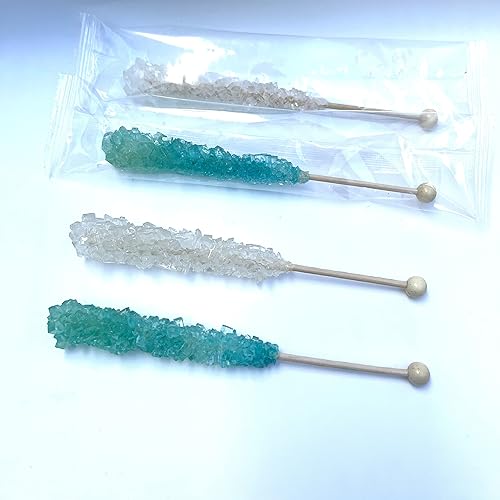 Miniatura 5 de Palitos de caramelo clásicos de rock, cristales de azúcar en barra Swizzle, envueltas individualmente (bebé niño (azul claro y blanco), paquete de