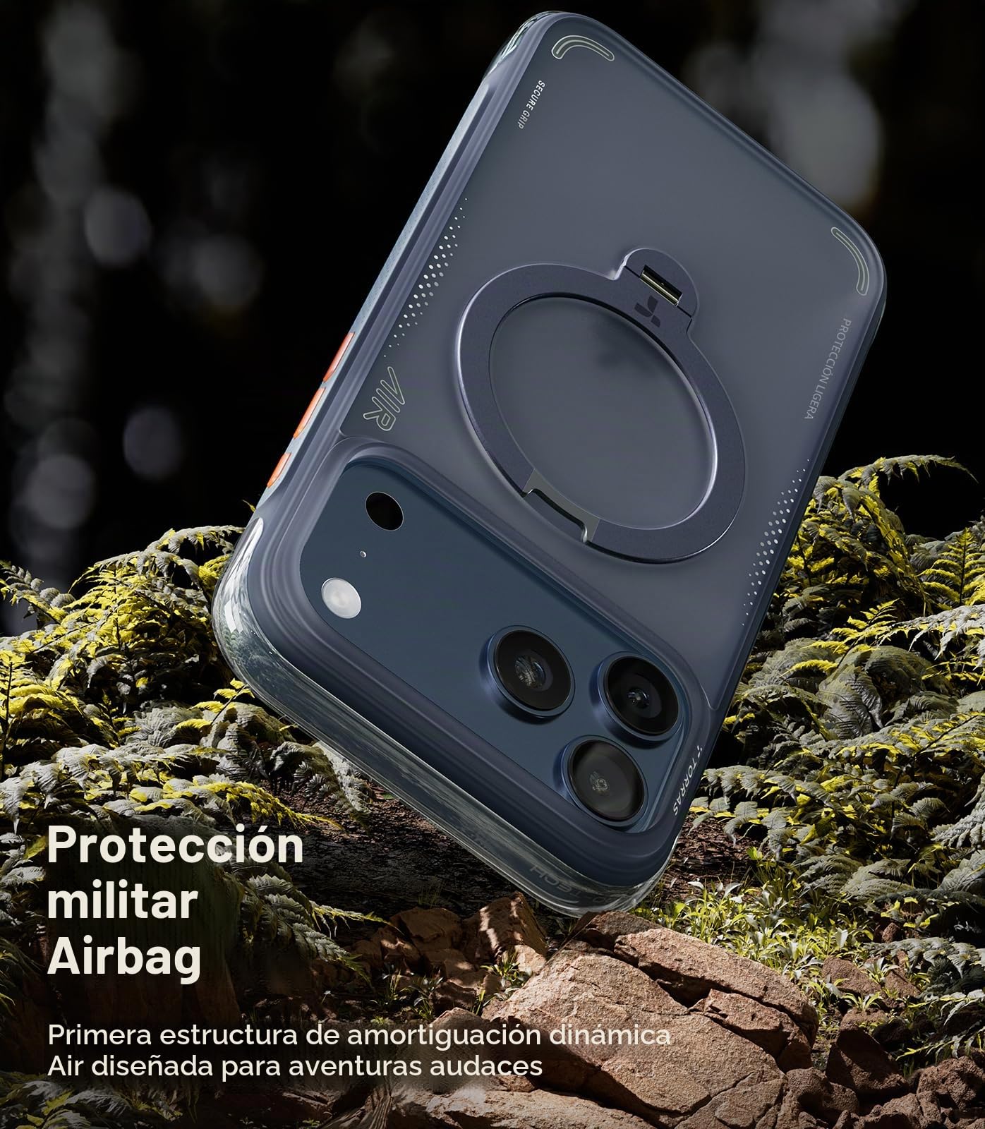 TORRAS Ostand Q3 Air Funda para iPhone 17 Pro MAX con Bolsas de Aire Reales, protección Militar, Apta para MagSafe Funda para iPhone 17 Pro MAX, a Prueba de Golpes, Azul Marino