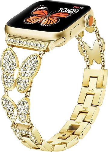 Banda Mariposa Compatible con Correas de Apple Watch de 40mm 41mm 42mm (S1110) 38mm iWatch SE Series 11 10 9 8 7 6 5 4 3, Correas delgadas y bonitas