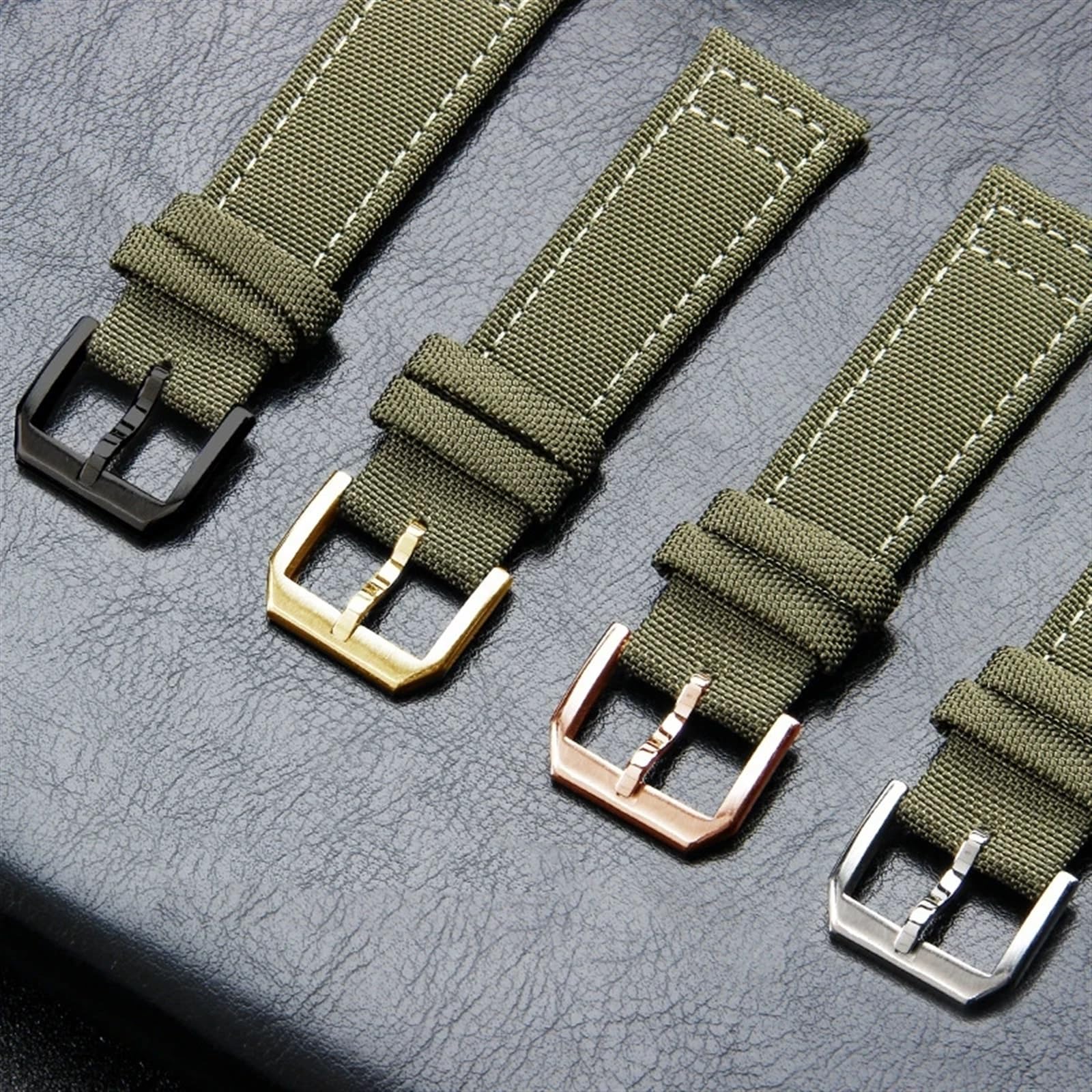 XMKT 20mm 21mm 22mm Nylon Canvas Cinturino per IWC PILOT Portogallo PORTOFINO Cinturino in Tessuto Fibbia Pieghevole Cintura in Pelle di Vacchetta
