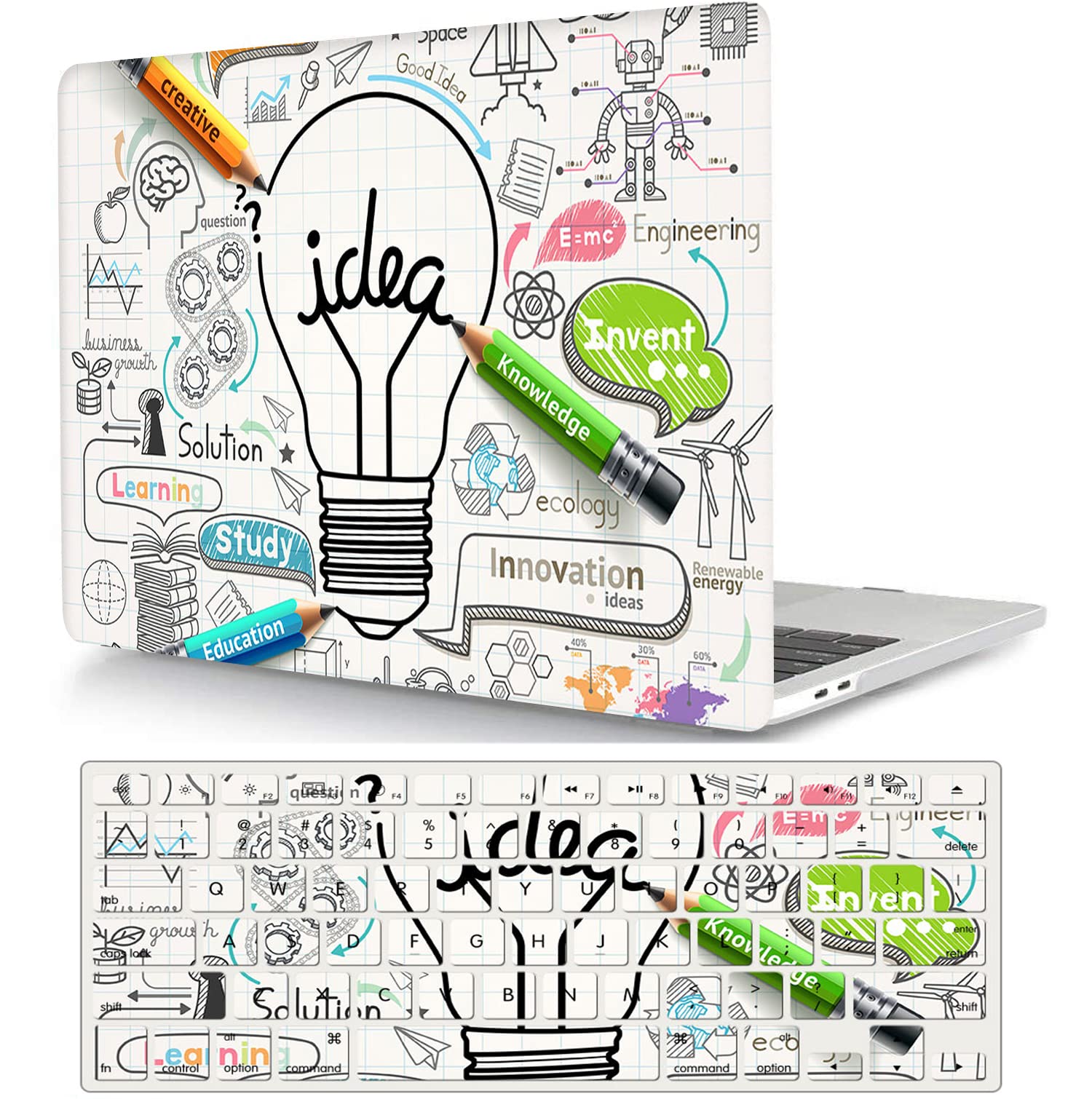 Creative Bulb MacBook Pro 13 Inch Case - Plastic Hard Shell & Keyboard Cover Skin