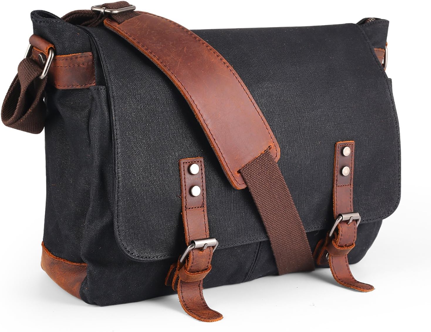 Waterproof Messenger Bag Mens, AIZBO Man Bags Cross Body Canvas Shoulder Bag Satchel Bag Laptop Bag for 15 Inches, Large Size,Black