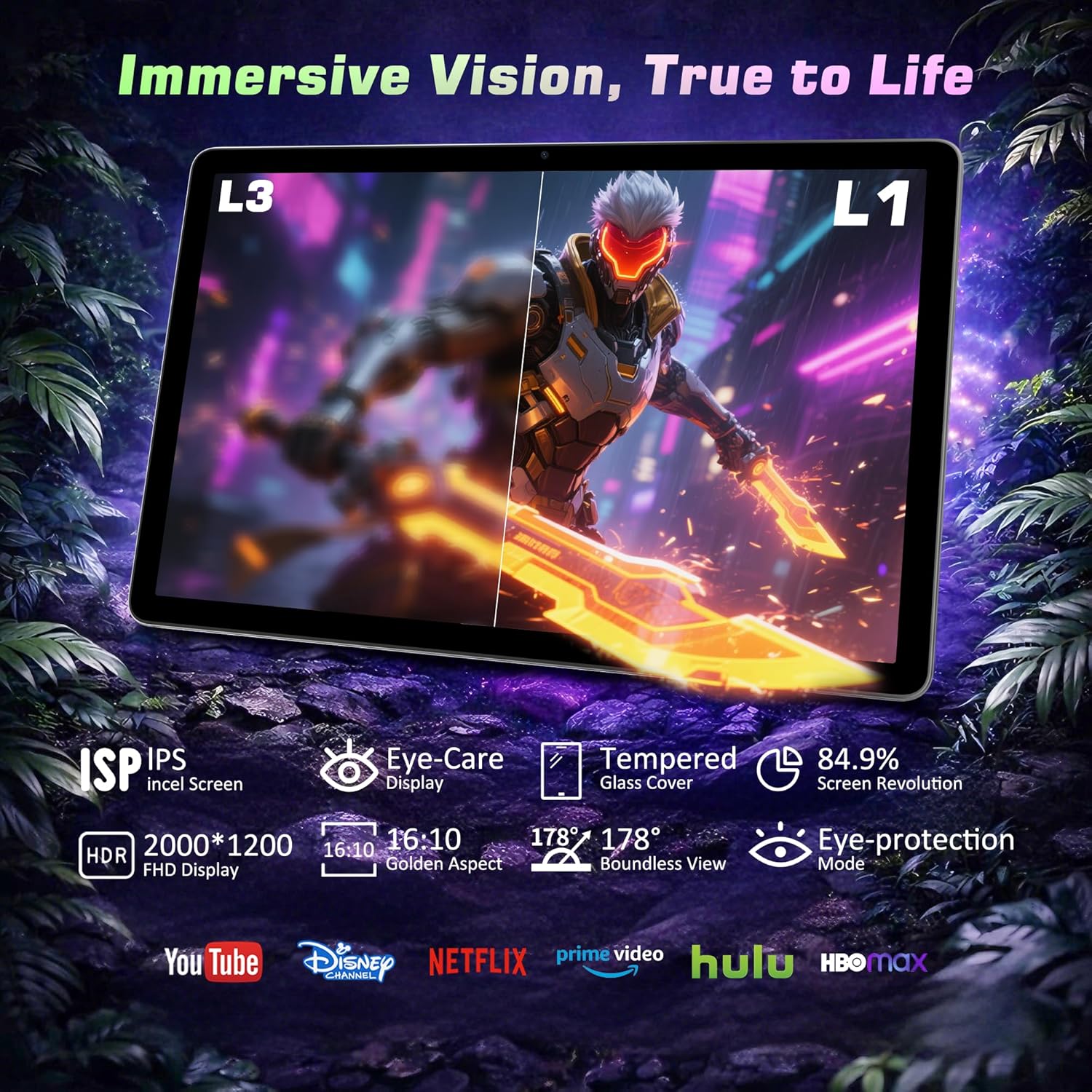 2026 11 Inch Android 16 Tablet Large Storage Tablet,256GB ROM 36GB RAM (1TB TF),2K IPS,(2000x1200) Widevine L1,T615 8-Core,8000mAh,8+13MP,5G/2.4G WiFi with Keyboard Case Stylus- Gray