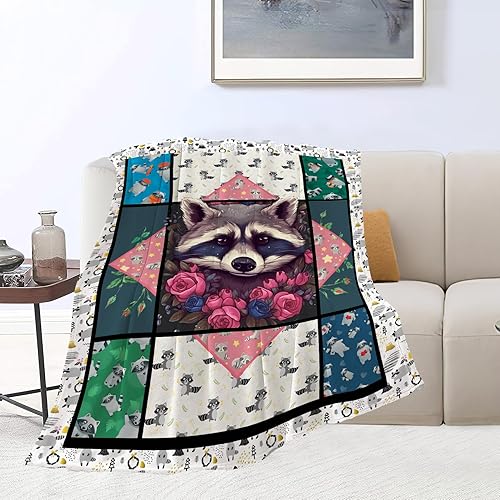 Miniatura 3 de Manta de mapache lindo, manta de mapache ultra suave y acogedora manta de forro polar para regalo, manta de felpa mullida para niños, adolescentes,