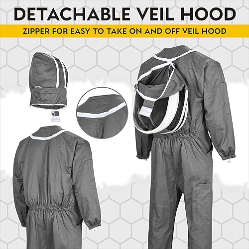 Miniatura 6 de Trajes de abeja para hombres, mujeres, traje de abeja de algodón, traje de apicultura y suministros de apicultura para cuidadores de abejas con