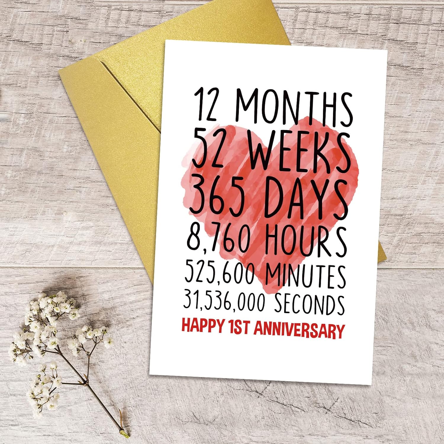 Qiliji Happy 1st Anniversary Card for Him Her, First Wedding Anniversary Greeting Card, Funny One Year Together Anniversary Card image 5 of 8 B0C3M53Y23