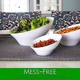 PLASTICPRO Disposable Angled Plastic Bowls Round Medium Serving Bowl, Elegant for Party\'s, Snack, or Salad Bowl, Clear Pack of 4