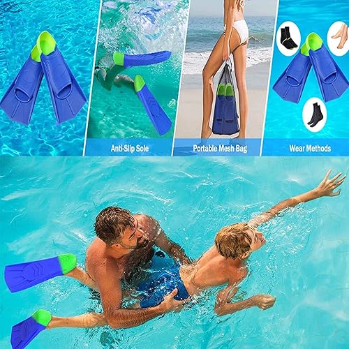 Miniatura 7 de Aletas de natación para niños, aletas cortas y cómodas para nadar y entrenar para niños, niñas, niños, principiantes