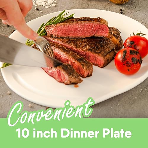 Vista 3 de Platos redondos para tabla de cortar, de 10 pulgadas con ranuras para jugo. Duraderos sin BPA y aptos para lavavajillas, ideal para casas rodantes