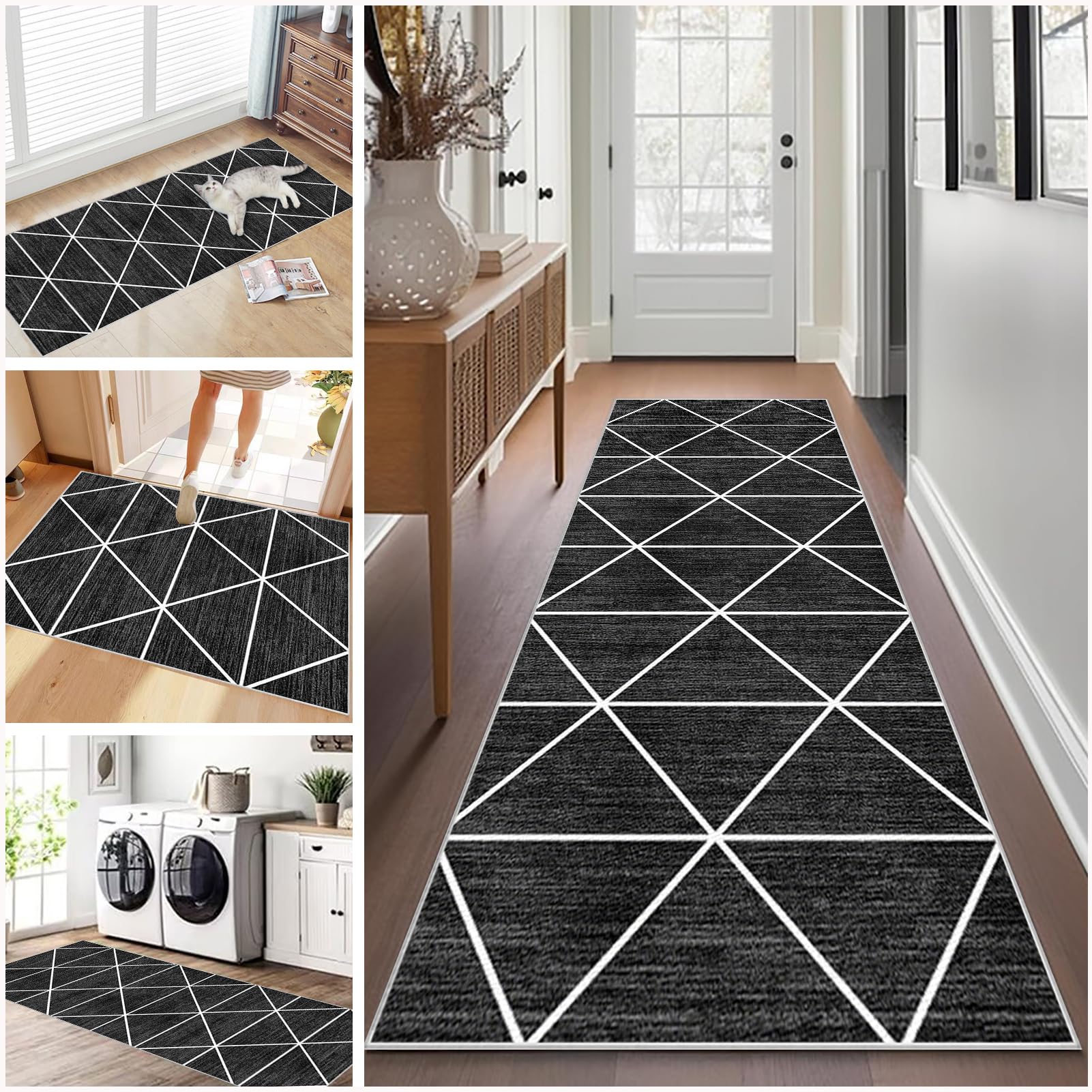Long Hallway Runner Rug Non Slip 70 x 100 cm Washable Carpet Runners for Kitchen Runner Rugs for Hallway Entryway Indoor Door Mat Carpet Floor Mat Hall Runner Narrow Rug Runner for Hallway, Kitchen