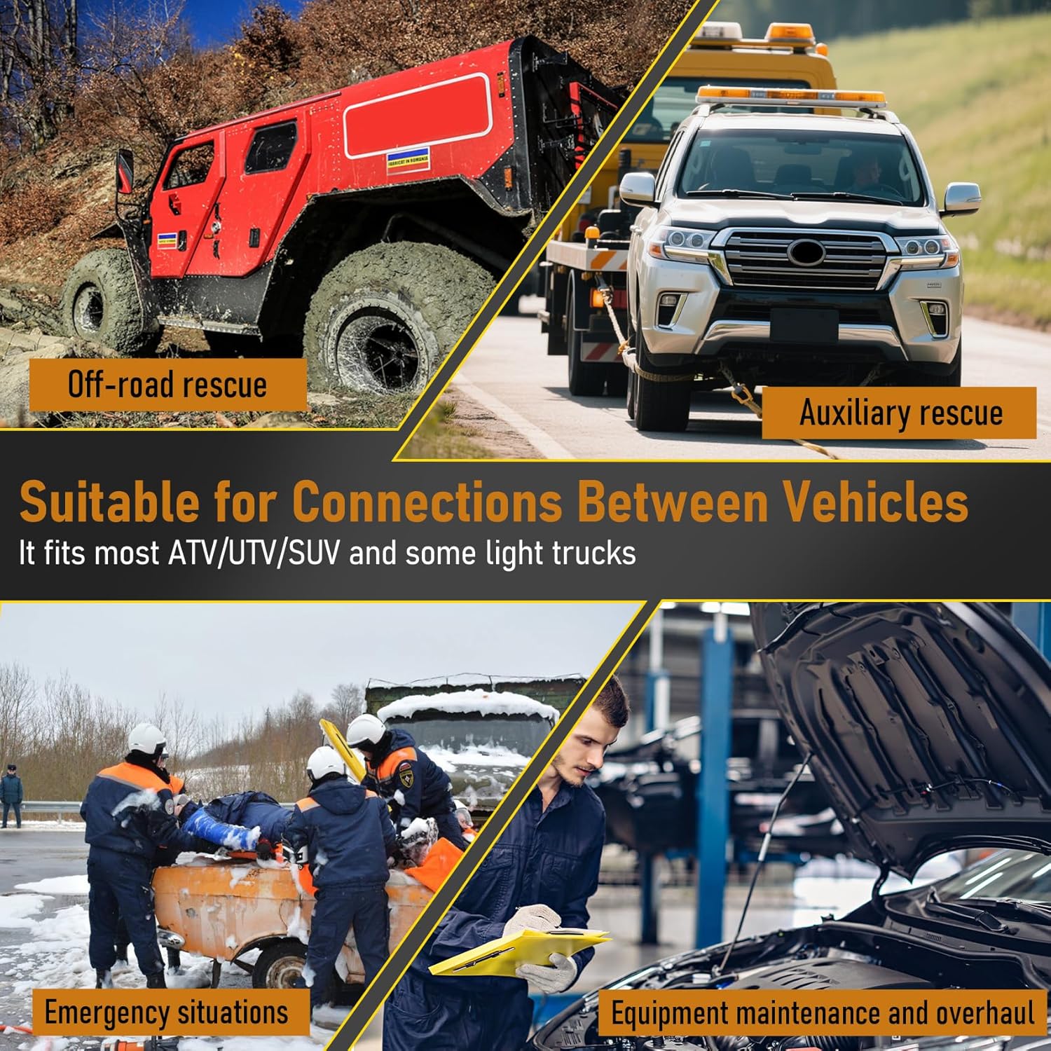 24 FT Quick Disconnect Winch Power Cable, 2 Gauge 2 AWG Copper Wiring, Heavy Duty Quick Disconnect Cables with Quick Connect Plugs, for a Wide Range of Winching Applications