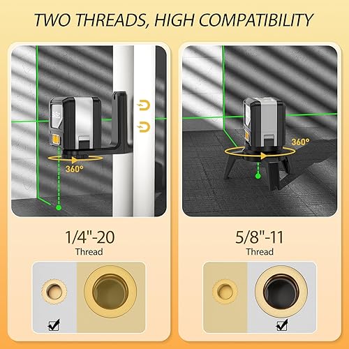 Miniatura 5 de SAVSEC Nivel láser, 2 puntos verdes, línea vertical horizontal de 110 x 180, láser de línea cruzada de 82 pies para diseño y fontanería - 9211G