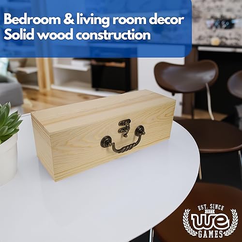 Miniatura 2 de WE Games Caja grande de madera con tapa con bisagras, acabado de madera quemada, tinte natural, caja de memoria de recuerdo, cajas decorativas para
