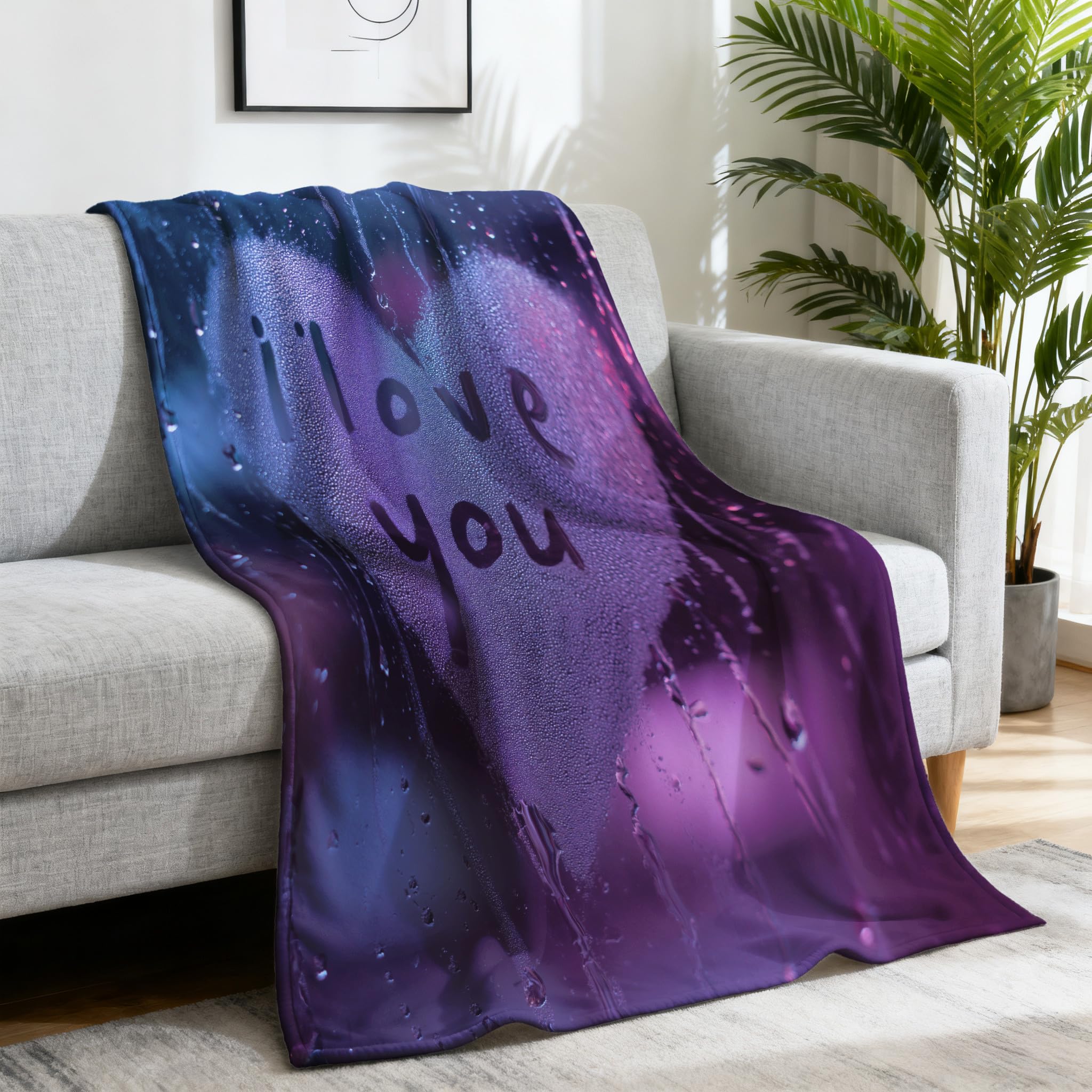 Generico Viola Coperta Peluche Soffice 200 x 240 - Mirtilli Coperta il letto - Morbida Neon Nebbia Amore Caldo da Divano Accogliente Fluffy Alta Qualità