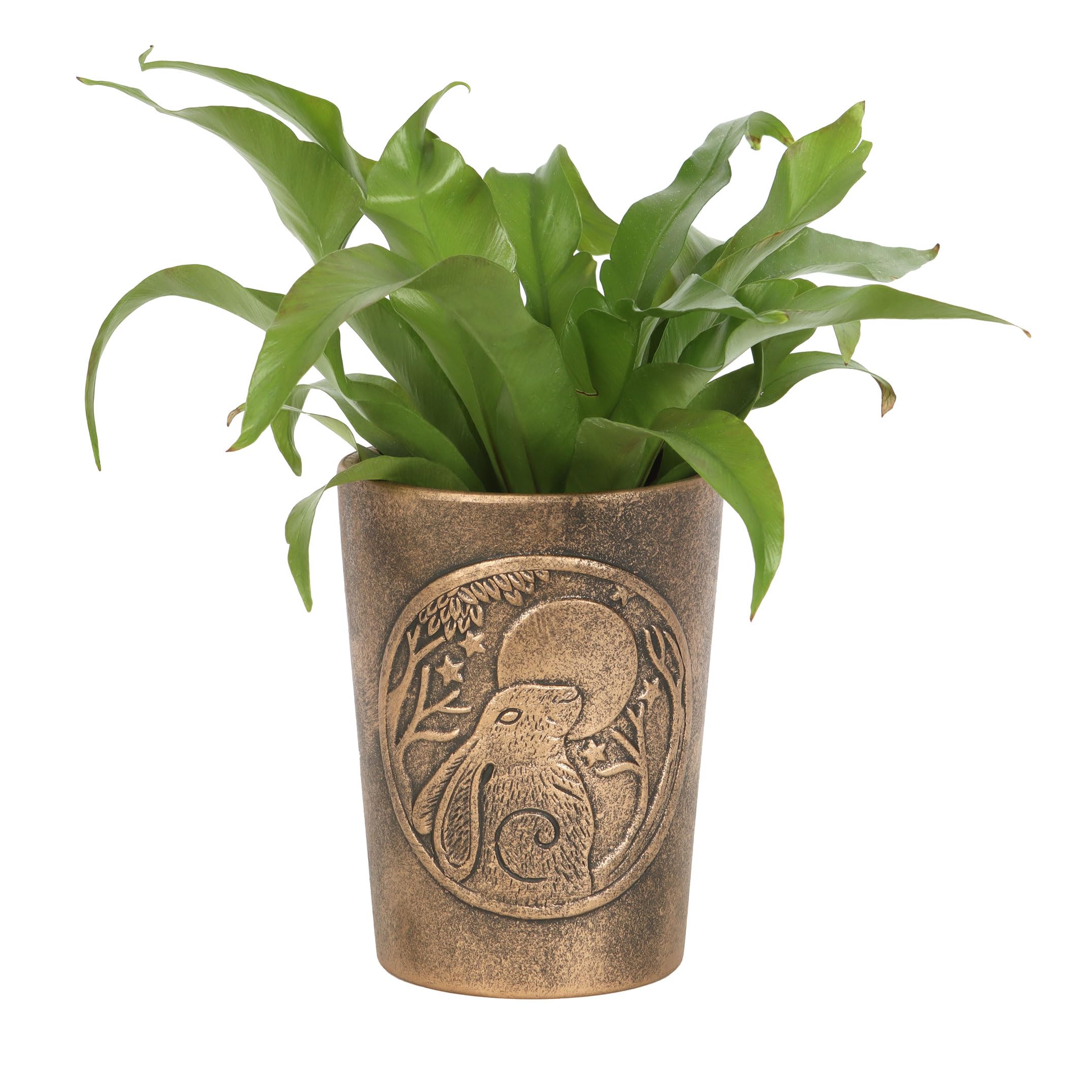 Moon Gazing Hare Bronze Coloured Terracotta Plant Pot Design By Lisa Parker