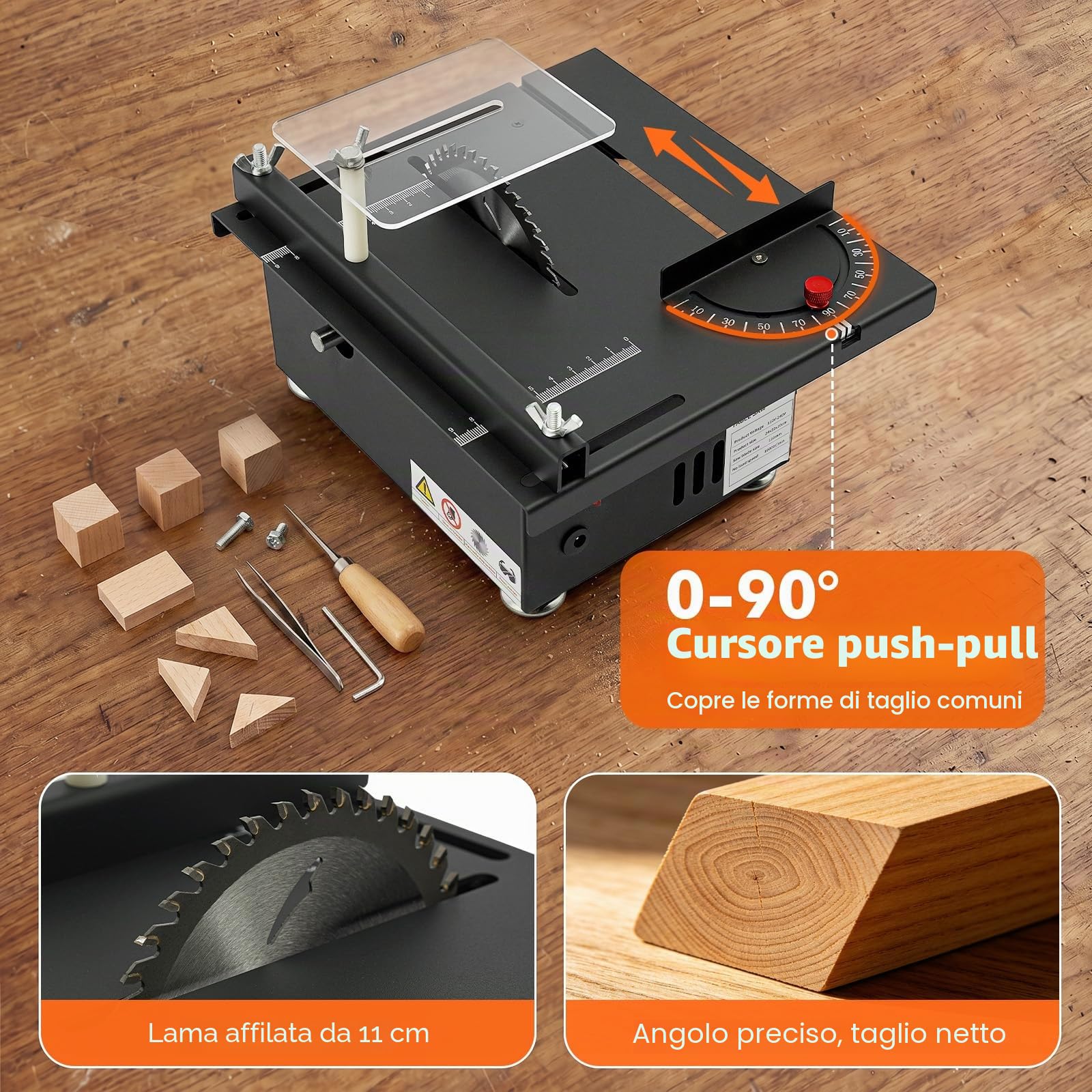 Mini sega circolare da tavolo, 10000 giri/min, multifunzione, lavorazione del legno, 7 velocità, 200 W, multifunzione, portatile, di precisione, fai da te, in miniatura, per artigianato, legno fatto a
