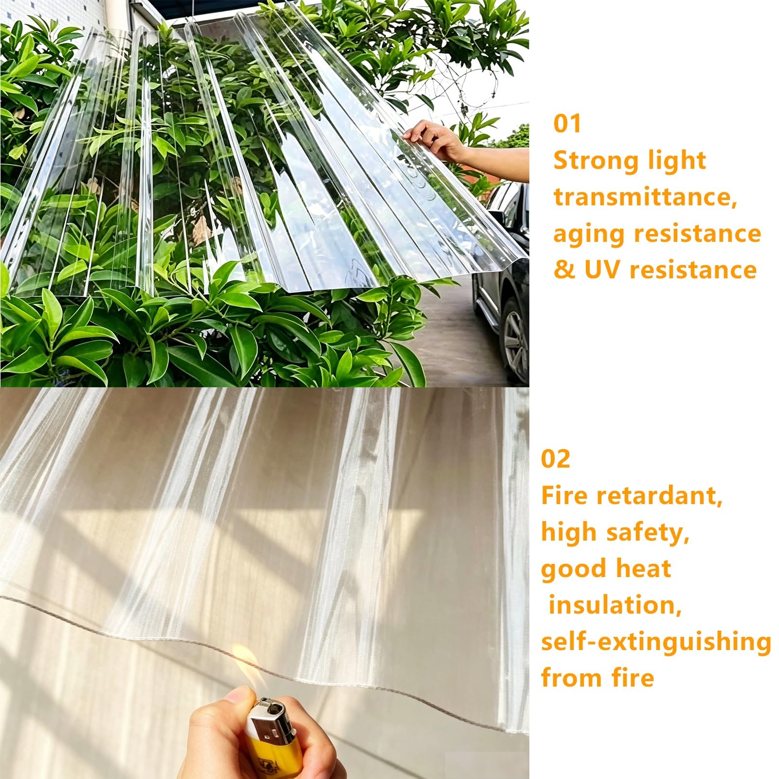 Lámina Techo Policarbonato Transparente para Pérgola Toldo Carport Refugio Invernadero Cobertizo 1PCS Multiuso Exterior y Terraza(0.9x1.2m (35x47in))
