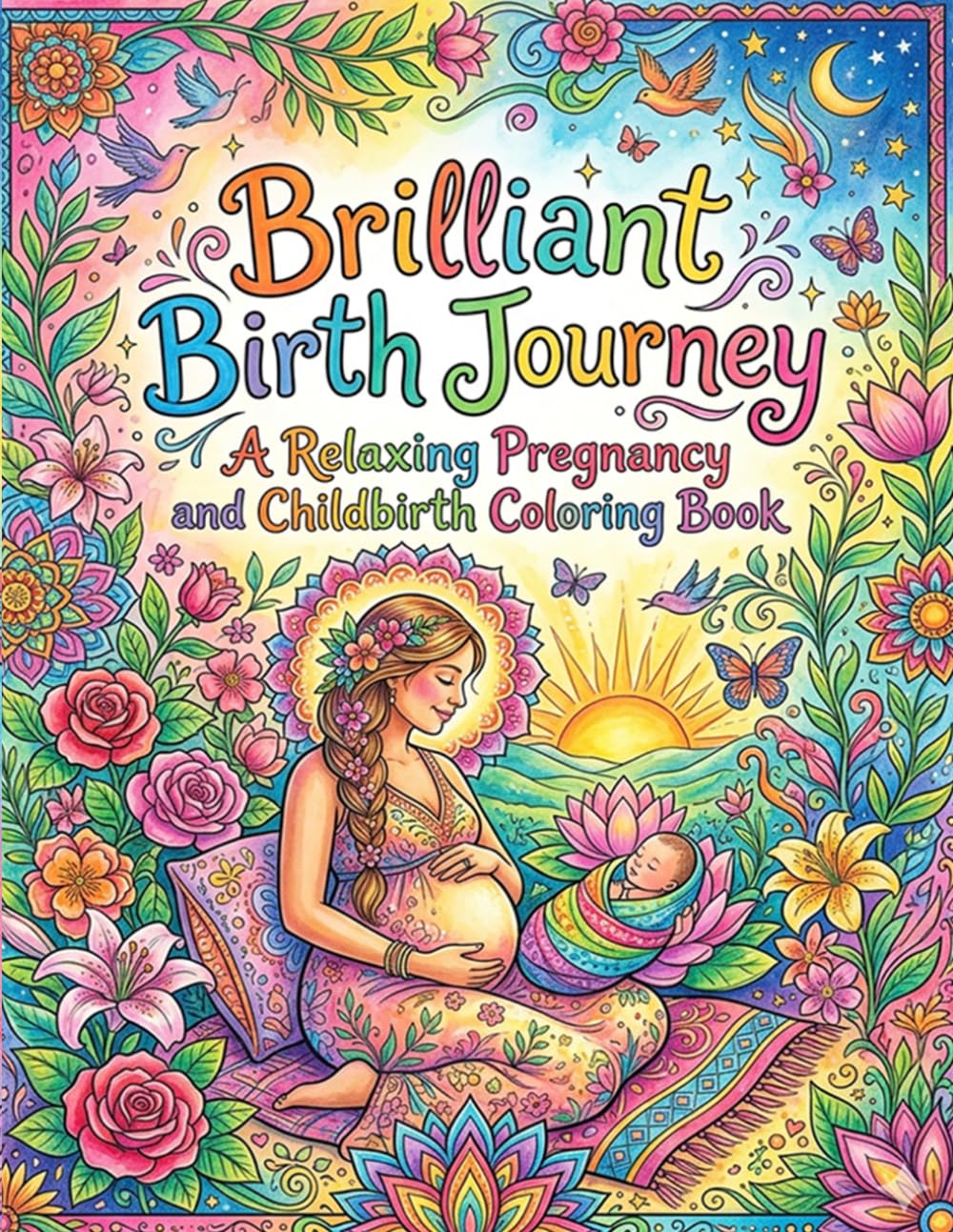 Brilliant Birth Journey: A Relaxing Pregnancy and Childbirth Coloring Book: Calming and Inspiring Designs for Expecting Mothers Featuring Pregnancy Labor Motherhood and Baby Bonding Scenes