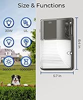 Vista 5 de CINOTON Luz LED de Pared de 30W con Sensor de Anochecer a Amanecer, 3600LM, 5000K Luz de Día [120Vac] Luces de Pared Exteriores IP65 Impermeables