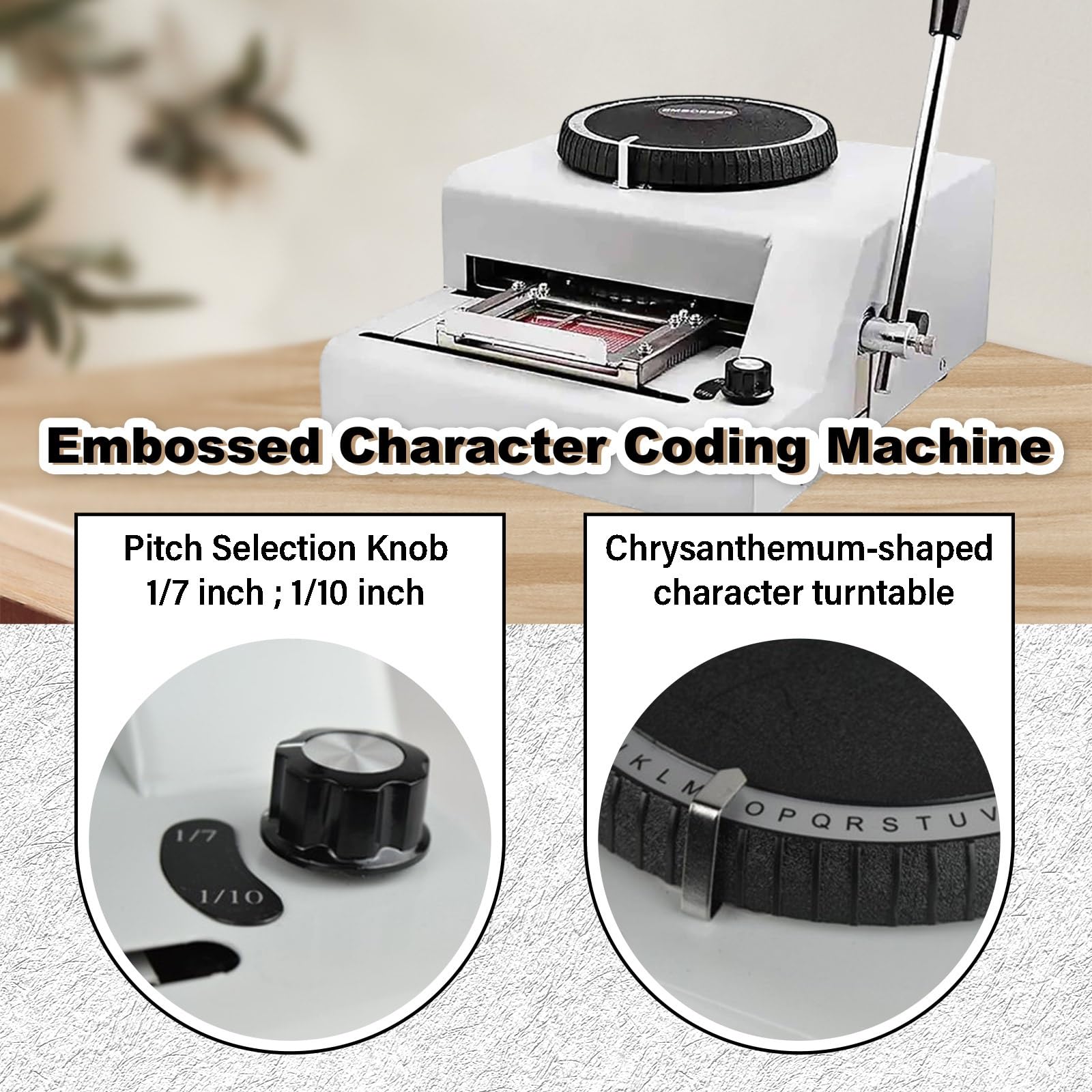 Embosseuse per Medaglie E Macchine Embossing Professionale, 52/72 Caratteri, Spaziatura E profondità Regolabili, per Tessere VIP, Carte PVC E Targhette Metalliche(Stainless Steel)