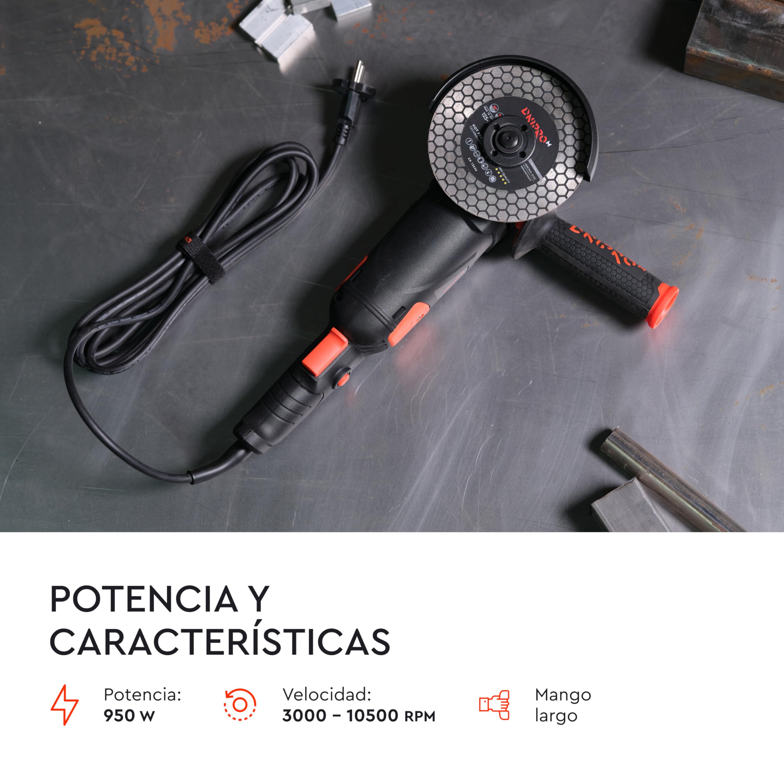 Amoladora Angular Dnipro-M GL-145S 950W 125mm, Regulador 3000-10500 RPM
