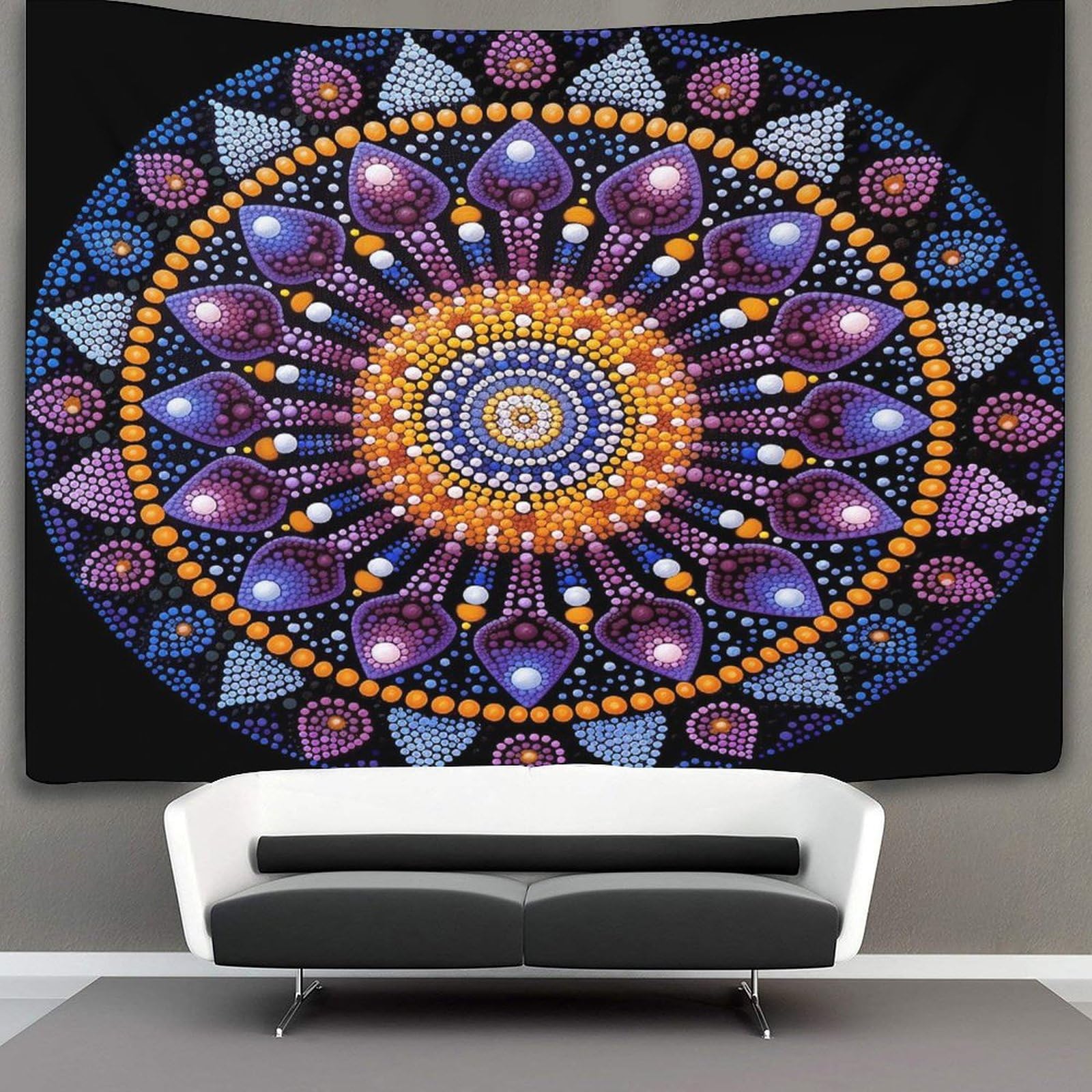 kaiyun Mandala Tapestry,Datura Flowers Wall Art Aesthetic Home Decoration for Living Room Dorm 150cmx200cm