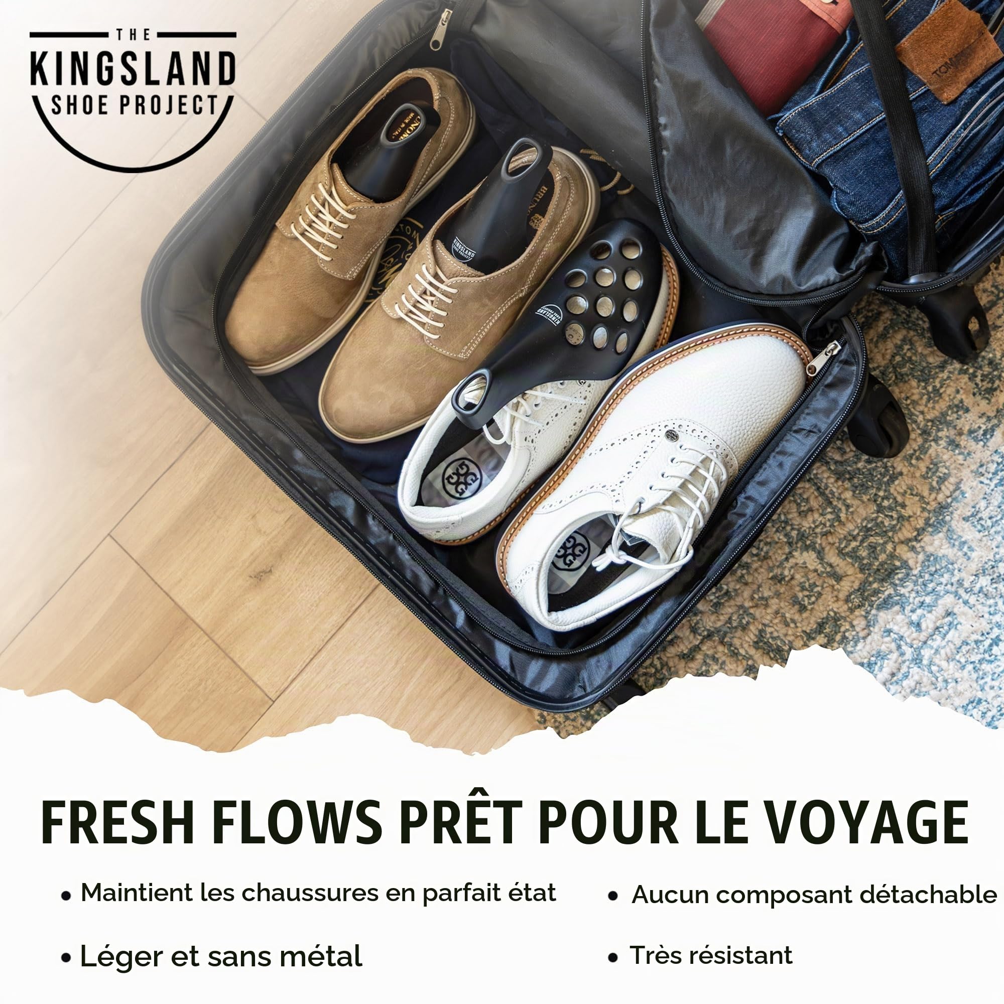 The Kingsland Shoe Project Embauchoirs Homme/Femme – Fresh Flow Embauchoirs en Plastique de Voyage pour Baskets & Bottes (M/L)
