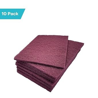 VSM 10-Pack: 6 x 9, Maroon - Very FIne, Non-Woven Hand Pad, Aluminum Oxide Grains, Rust and Oxidation Resistant, Multipurpose Abrasive Scrub Pad for Finishing and Cleaning