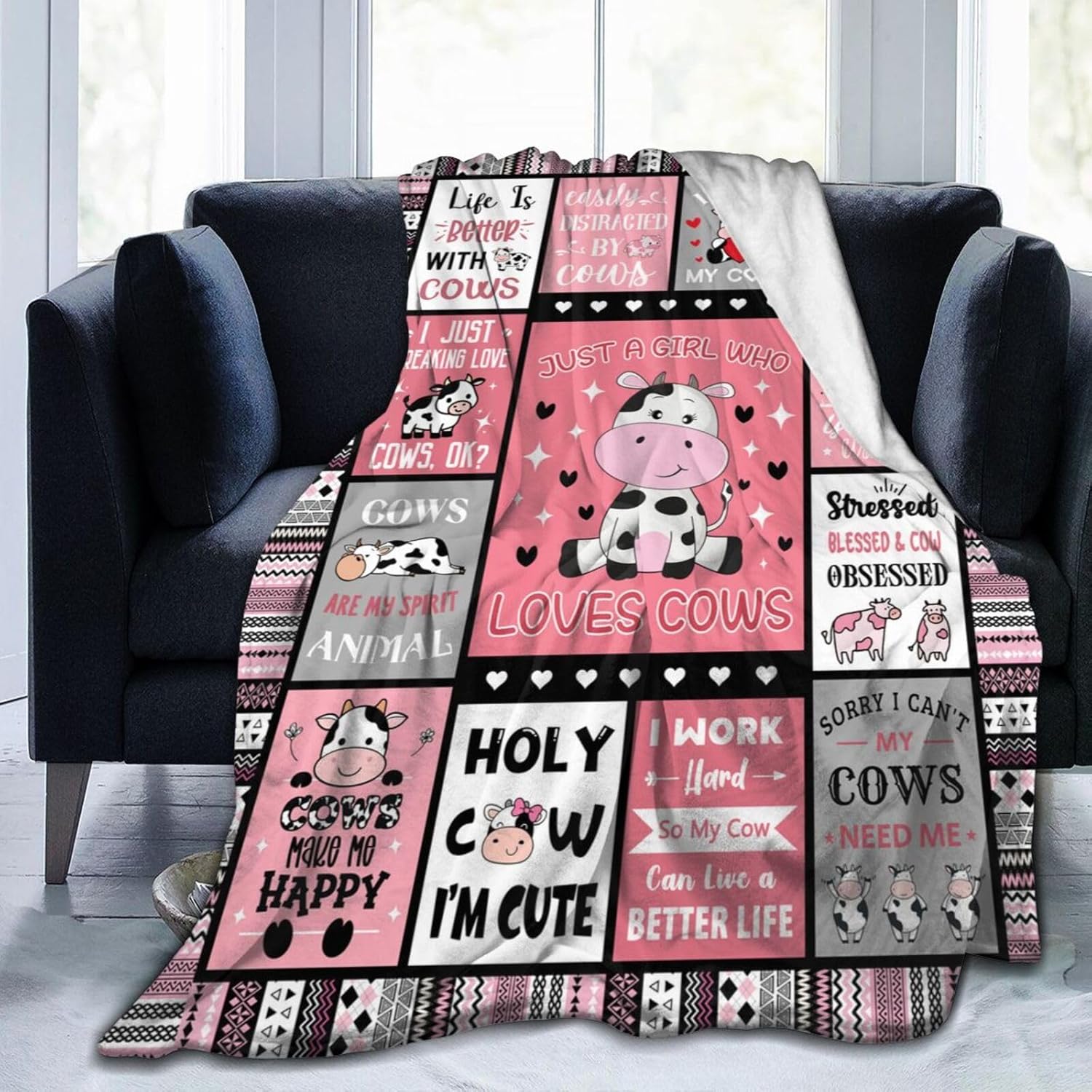 Cow Blanket Gifts for Girls Women Cows Gifts for Cow Lovers Soft Warm Cows Flannel Throw Blanket for Kids Adults 50"X40" - Image 2