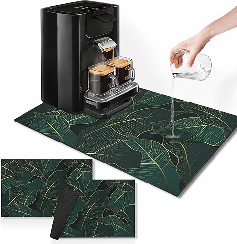Miniatura 7 de Tapete de café para encimeras, bonito tapete creativo de secado de platos de café marrón, 2 piezas para accesorios de cocina, cafeteracafetera,