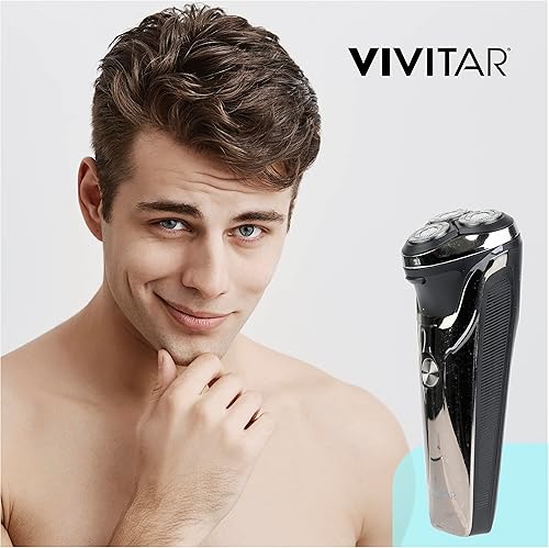 Miniatura 6 de VIVITAR Afeitadora giratoria metálica inalámbrica de 3 cabezales, afeitadora giratoria eléctrica inalámbrica para hombres con tres cabezales