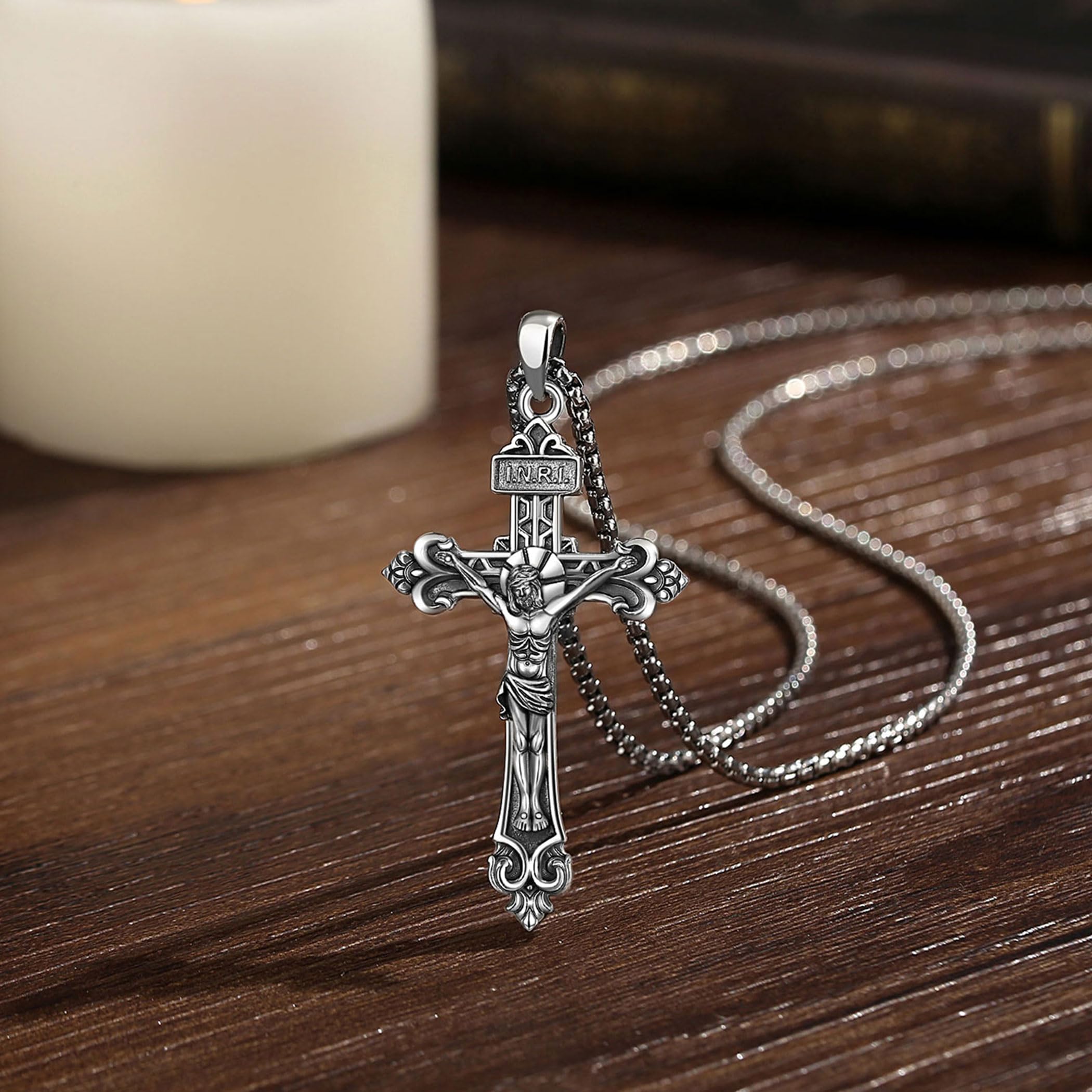 AEONSLOVE Medaglia Madonna Miracolosa Argento 925 Collana Croce di San Benedetto/Croce Ortodossa/Crocifisso per Uomo Donna, Ciondolo San Michele Arcangelo/Cristoforo, Gioielli Religiosi