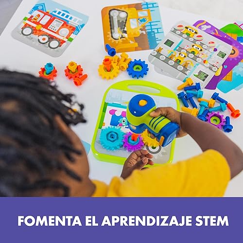 Miniatura 4 de Educational Insights Taller de engranajes de diseño y taladro: juguetes de construcción y herramientas para niños pequeños, juego de herramientas