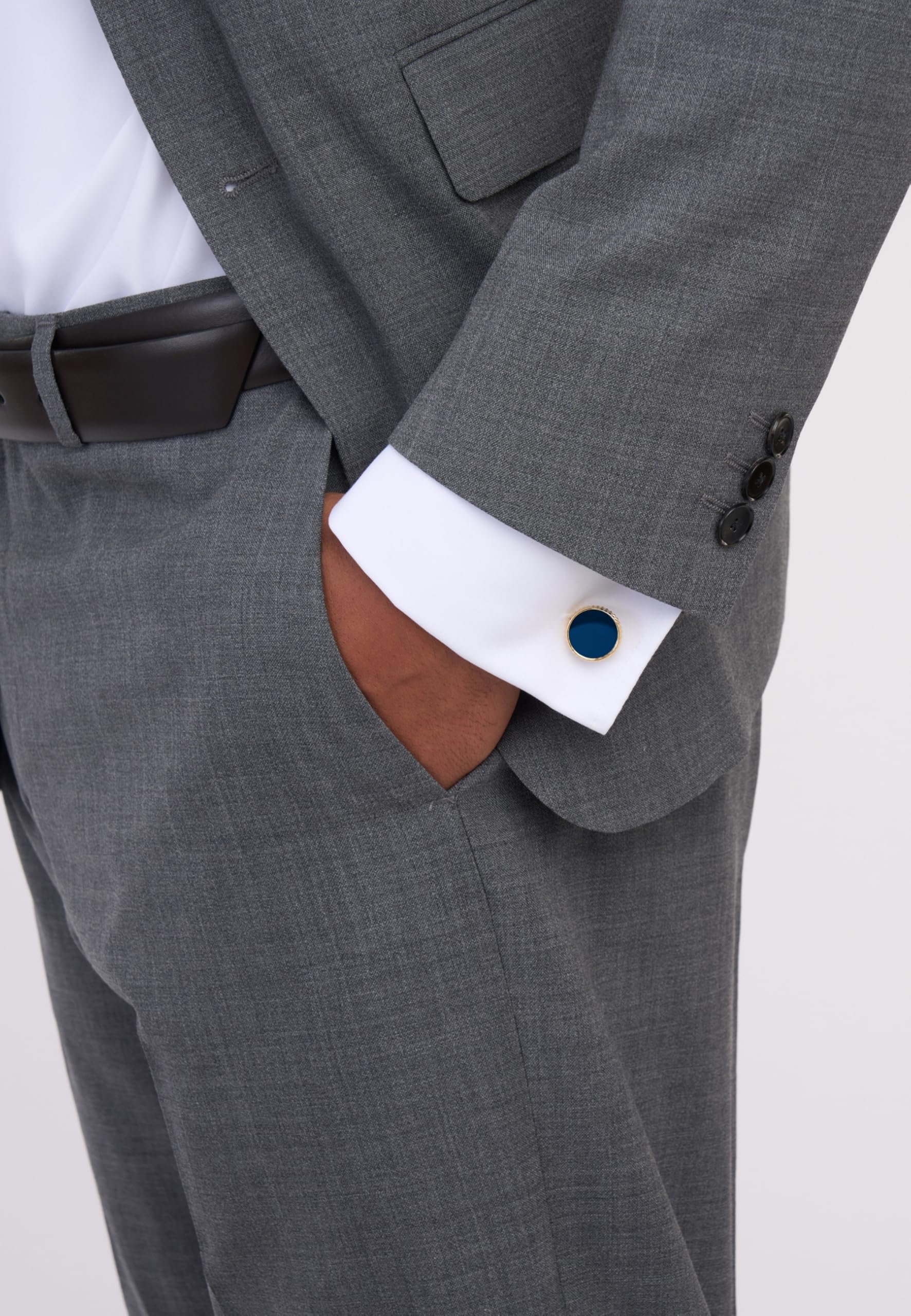 DAVIDOFF PARIS Cufflinks Manschettenknöpfe Blau - vergoldet und blau, rund, für Herren, mit Guilloche-Design - edle Herren - Hochzeits-Accessoires
