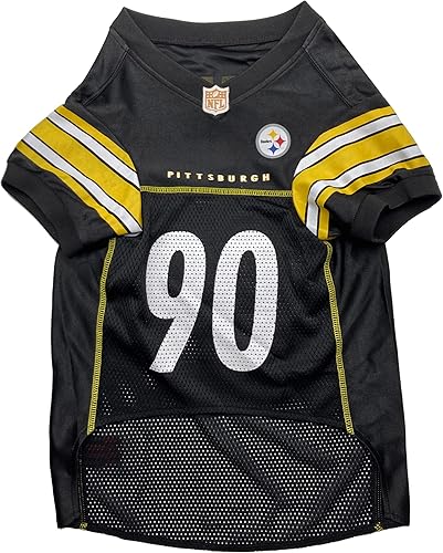 Miniatura 2 de Pets First Camiseta del jugador del equipo de la NFL para gatos y perros, TJ Watt, Pittsburgh Steelers, talla XL