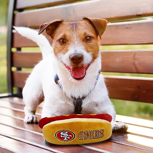 Miniatura 7 de Pets First NFL Washington Commanders HOT Dog - Juguete chirriante para perros y gatos, juguete de peluche para perros y gatos con chirriador