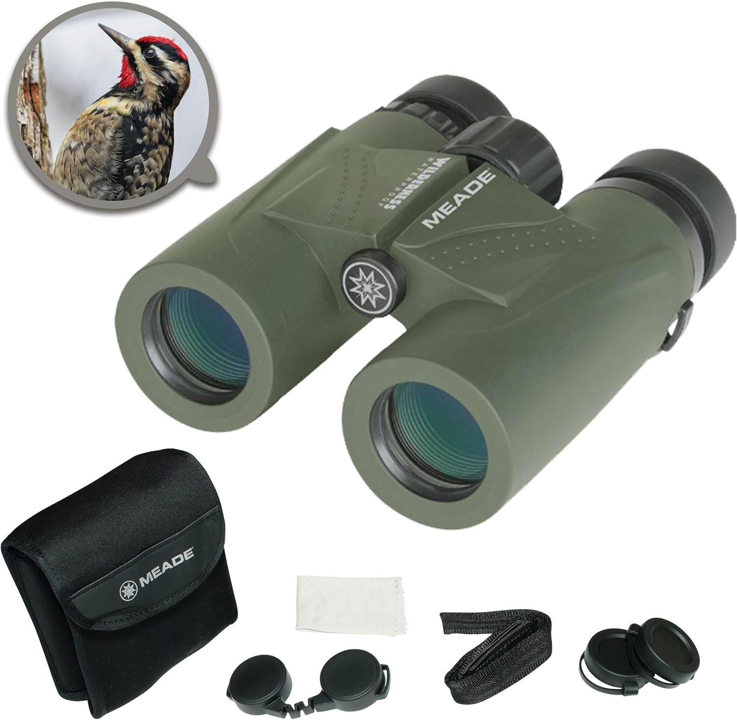 Hottest Sales MEADE Instruments â€“ Wilderness 10x32 Waterproof Compact Lightweight Outdoor Bird Watching Sightseeing Sports Concerts Travel HD Binoculars for Adults â€“ Multi-Coated BaK-4 Prisms â€“ With Carrying Bag, Green (125023)