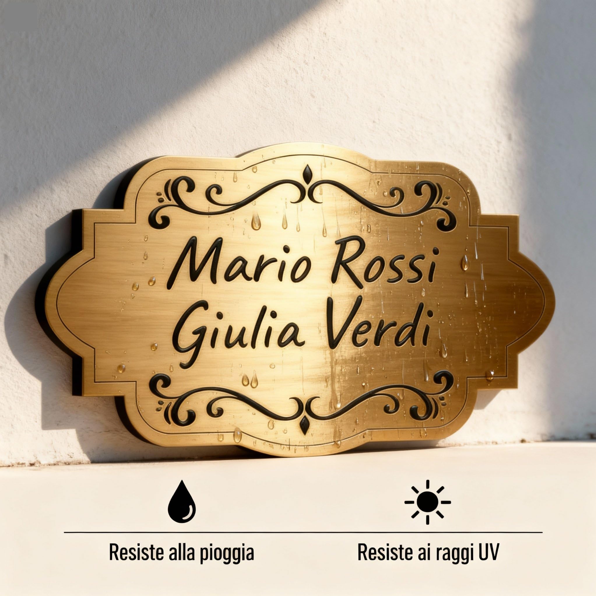 Targa Porta Ingresso Personalizzata Adesiva -Targhetta Personalizzata per Casa Vacanze, Numero Civico Esterno, Casella Postale Esterno, Citofono, Cassetta Posta, Cancello (Targa Classica)–Lo Realizzo®