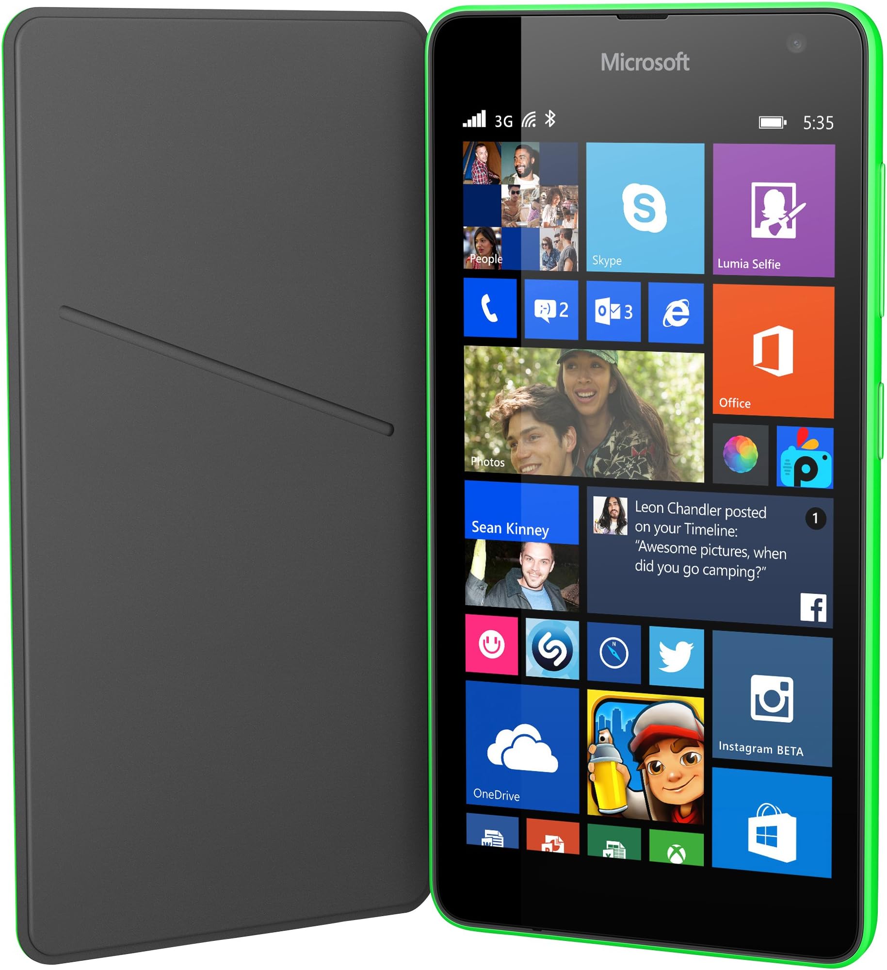 Genuine Microsoft Flip Shell Case Cover for Microsoft Lumia 535 (CC-3092) - Green