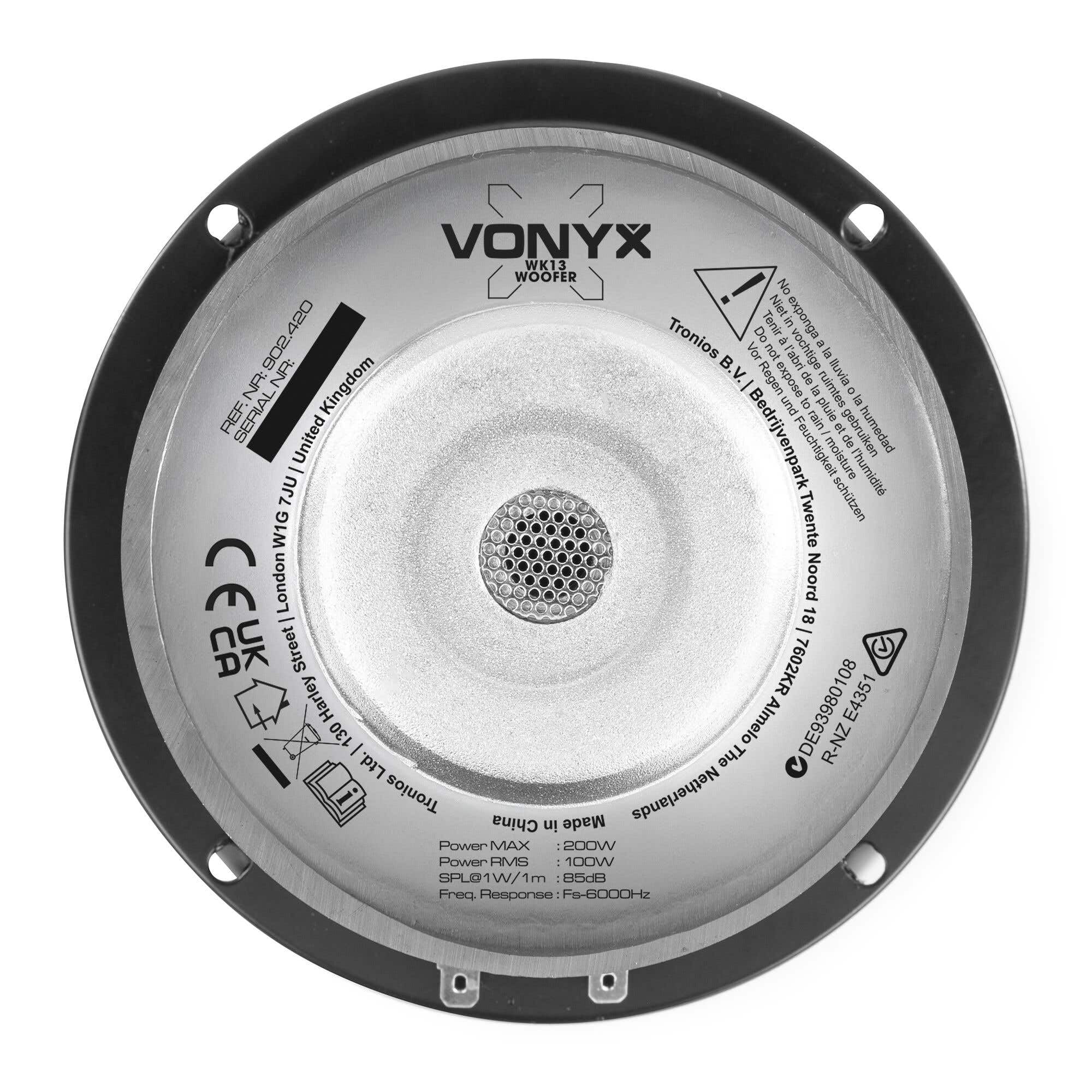 Vonyx WK14 - Altoparlante Grave 5,25", potenza 200 watt, bobina ventilata resistente al calore, sospensione in gomma