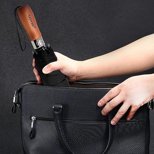 Miniatura 7 de Lejorain Paraguas de golf grande y compacto  Paraguas de golf plegable de gran tamaño con cierre de apertura automática de viaje, 210T,