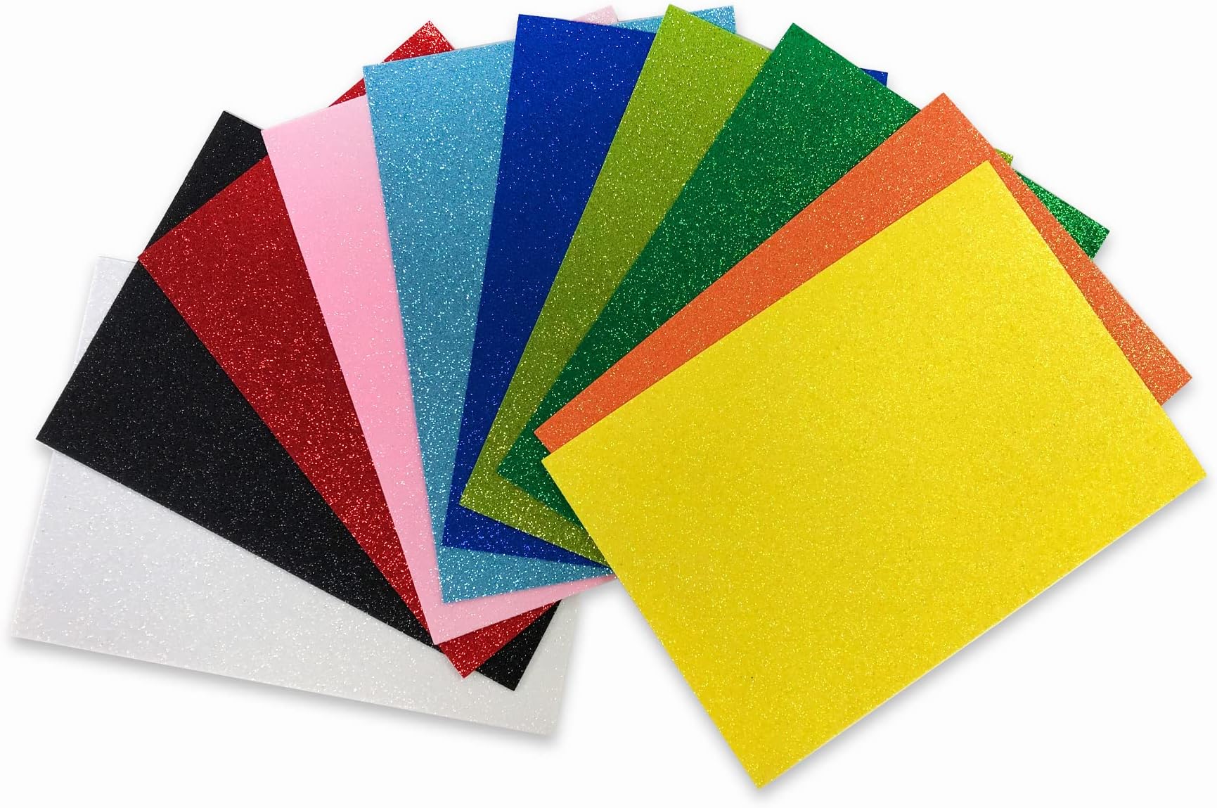 Maxi Glitter Eva Foam 10 Sheets A4 21x29.7cm Assorted Colours, 2mm 1/12” foam for easy cutting, shaping and gluing, MX-GLFA4-ASST