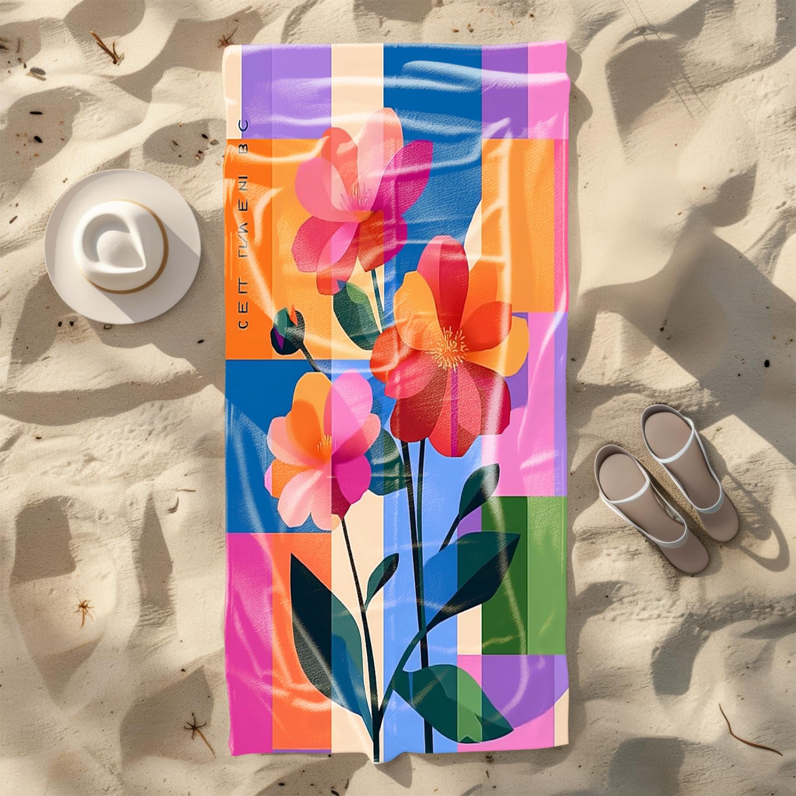 Generico Telo Mare Microfibra 200X100 Fiore Rosso Asciugatura Rapida Telo da Spiaggia Sabbia Per Donna Uomo Viaggi Vacanze Nuoto Campeggio