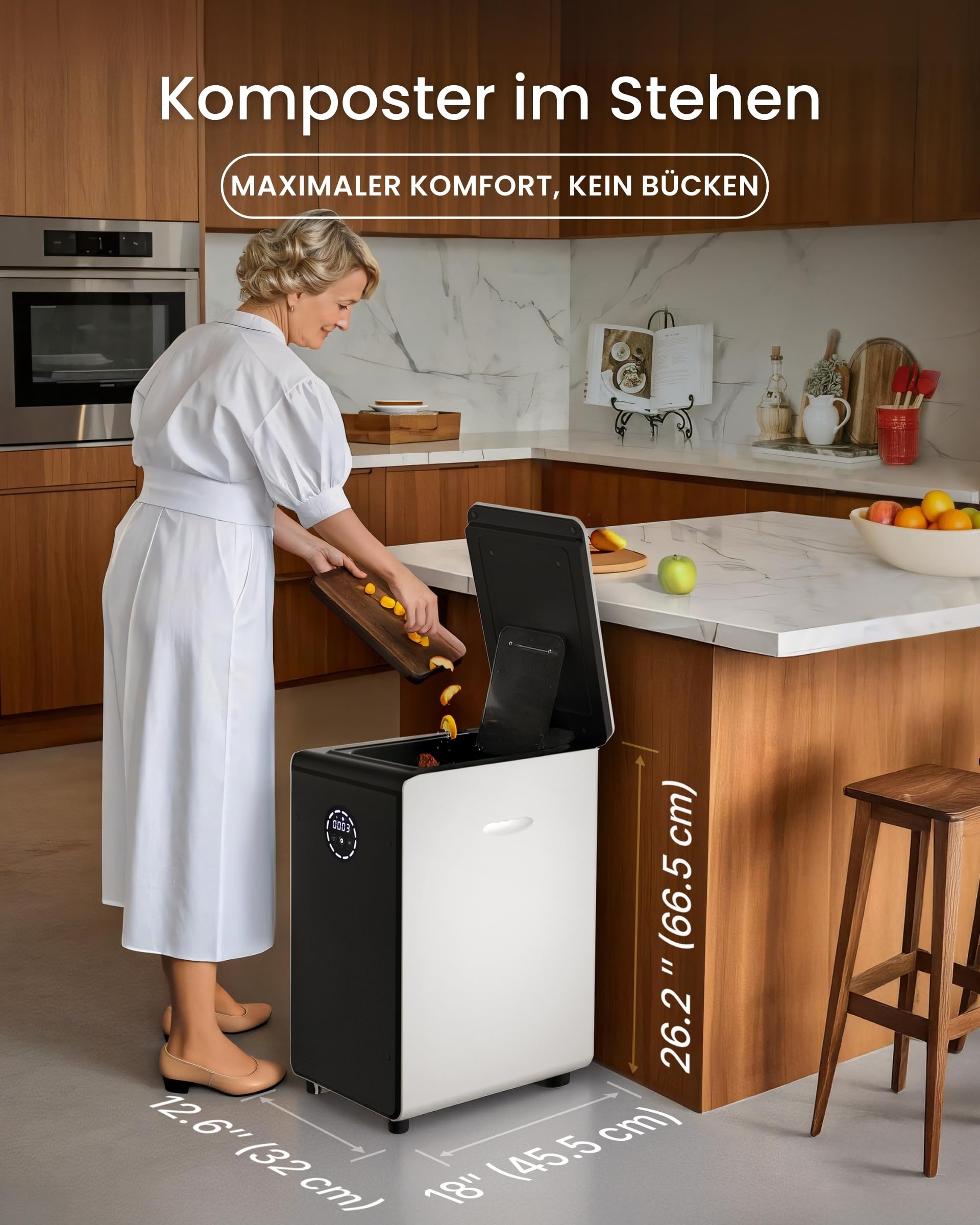 GEME 19L Elektrischer Komposter Küche, Weltweit erste Smarte Bio Kompostier Maschine, Dauerhafter Filter, Echte Kompostierung, Food Cycler, zu Organischem Kompost Werden, Elektrischer Kompostbehälter